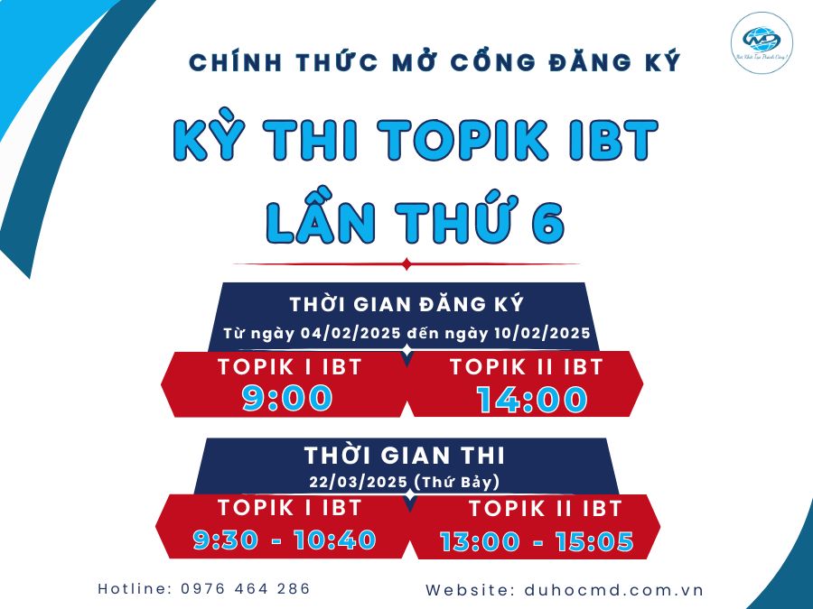THÔNG BÁO KỲ THI NĂNG LỰC TIẾNG HÀN TOPIK IBT 06
