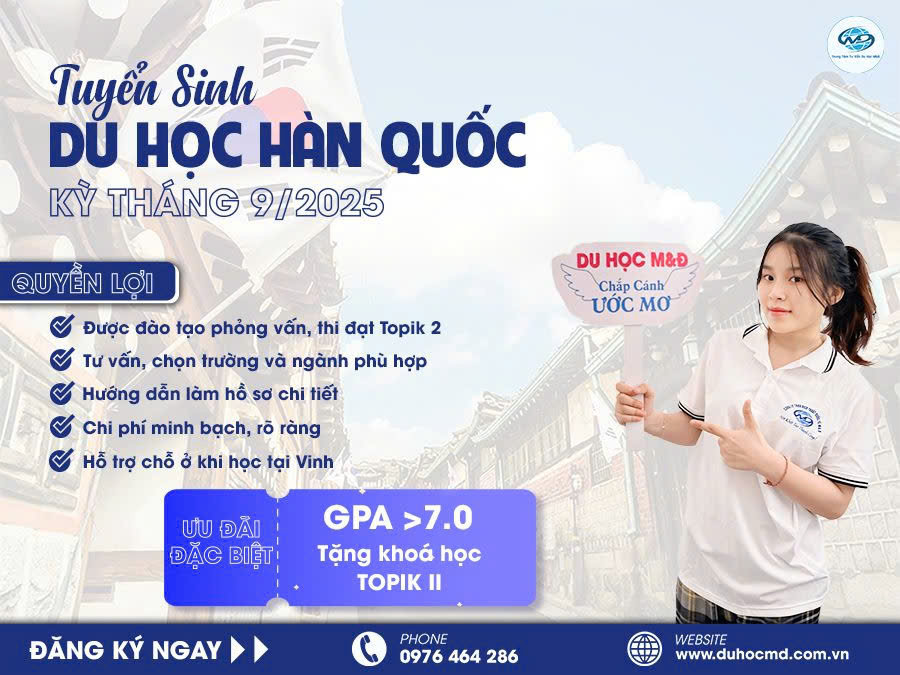 Du học Hàn Quốc tháng 9/2025 cùng trung tâm M&Đ