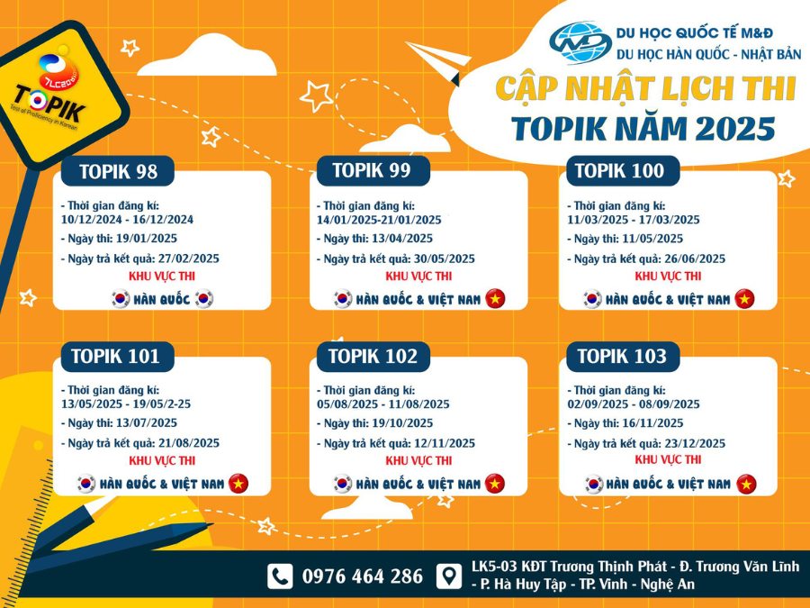 [CẬP NHẬT MỚI NHẤT] LỊCH ĐĂNG KÝ VÀ THI TOPIK NĂM 2025