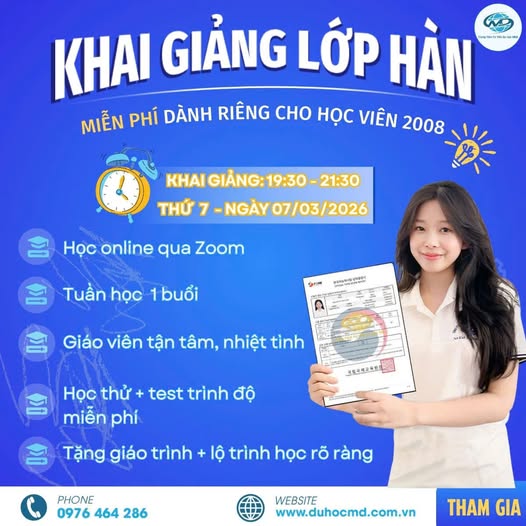 Khai Giảng Lớp Học Tiếng Hàn Miễn Phí Dành Riêng Cho Học Viên 2008 – Học Online Qua Zoom